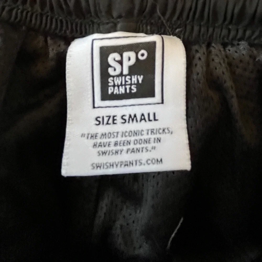 Swishy Pants Black Athletic Joggers Mesh Knee Track Pants Mens Small